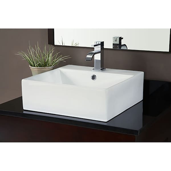 Vitreous China Square Vessel Sink, White